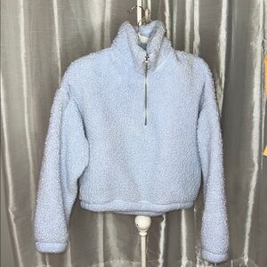 Hollister Baby Blue Cropped half-zip Sherpa Pullover